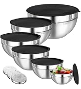 Winproper Mixing Bowls with Lids Set, 6 PCS Stainless Steel Mixing Bowls with 3 Grater Attachment...