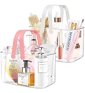 FODIENS 2 Pack Plastic Shower Caddy Basket, Portable Shower Caddy Tote Storage Basket with Colorf...