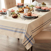 Blue French Stripe Tablecloth