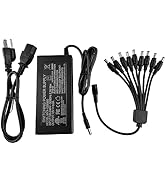 TIGERSECU 12V 8A Power Adapter for Security Cameras and DVRs, with 9-Way Splitter, 100V-240V, 2.1...