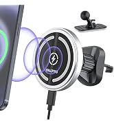 Magnetic Wireless Car Charger Compatible with MagSafe Car Charger Mount, 360° Adjustable Auto Ali...