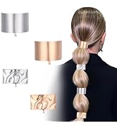 4 Pcs Silver Hair Cuffs for Ponytails Holders, Metal High Ponytail Buckle Clip Hair Rings Hair Ac...