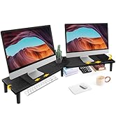 Dual-Monitor-Riser-Stand-For-Desk, Large Monitor Stand Riser For 2 Monitors With Adjustable Lengt...