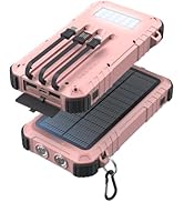 Uukto Power-Bank-Solar-Charger 45800mAh Fast Charging with 3 Built-in Cables LED Flashlight Porta...