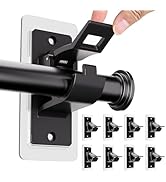 8PCS No Drill Curtain Rod Bracket, Self Adhesive Curtain Rod Holders, No Hole, Multipurpose Nail ...