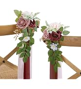DreamBuilt Set of 10 Wedding Aisle Decorations for Ceremony, Burgundy Pew Flowers for Church Chai...