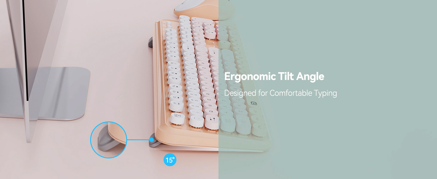 ergonomic keyboard with tilted angle for comfortable typing