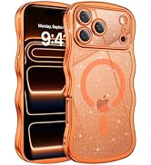 BENTOBEN Clear Glitter for iPhone 17 Pro Max Case 2025 [Compatible with MagSafe] Cute Curly Wavy ...