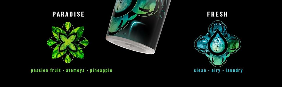 Paradise: Passion fruit, atemoya, pineapple. Fresh: Clean, Airy, Laundry