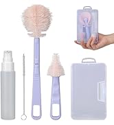 VOOWO Portable Bottle Cleaner Kit Travel Set, Silicone Baby Bottle Cleaner, Straw and Nipple Brus...