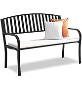 Maemttes Outdoor Bench Garden Bench, Weatherproof Anti-Rust Heavy-Duty Outside Bench Clearance, W...