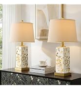 Vortether 24.25" Mid Century Modern Lamp Set of 2, Vintage Farmhouse Chinoiserie Ceramic Table La...