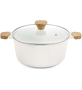 SENSARTE Ceramic Nonstick Stock Pot with Lid, 4.5 Quart Induction Cooking Pot with Tempered Glass...