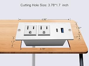 Easy install desk power strip usb C
