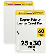 Post-it Super Sticky Easel Pad, 25 x 30 Inches, 30 Sheets Per Pad, 2 Pads, Large, White, Premium ...