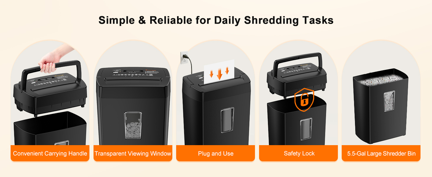 5.5 Gal Home Office Heavy Duty Shredder for Paper, Credit Card, Mail, Staples