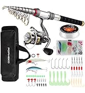 Fishing Rod Reel Combo Full Kit Telescopic Fishing Pole Set Spinning Reel Line Lures Hooks and Fi...