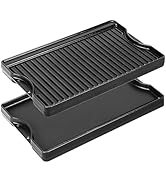 Utheer Nonstick Reversible Cast Iron Griddle 16.5" x 10.5", Ceramic Cooking Surface, Flat &amp; Ribbe...