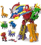 Wenbeier Dinosaur Toys Transform Into Robot Deformation Action Figures 6 in 1 Take Apart Toys for...