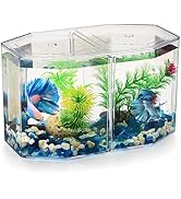 Totority Box Octagonal Fish Tank Betta Fish Bowl Small Containers Shrimp Tank Baby Cart Covers Tu...