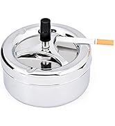 DS. DISTINCTIVE STYLE Round Push Down Ashtray with Spinning Tray Metal Cigarette Ash Tray Large 5...