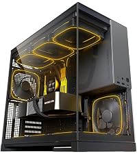 Geometric Future Model 3 Panoramic Tempered Glass Dual Chamber Micro-ATX Tower PC Case, 5 Pre-Instal...
