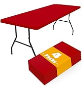 Smiry 4 Pack Rectangle Picnic Table Cloth, Waterproof Elastic Fitted Tablecloths, Washable Polyes...