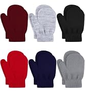 Glooarm 6 Pairs Toddler Mittens Winter Baby Mittens Gloves Kids Knitted Magic Mittens Bulk for Bo...