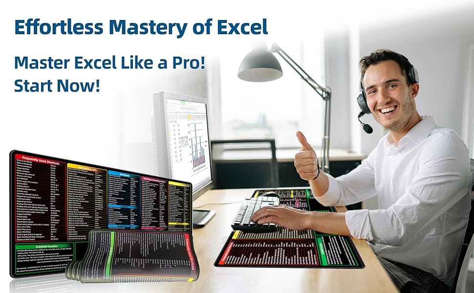 excel cheat sheet desk pad