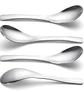 Soup Spoons,Stainless Steel Table Spoon 6 Inch,Chinese Spoon Heavy Duty Asian Soup Spoon Short Ha...