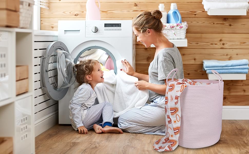 pink laundry basket