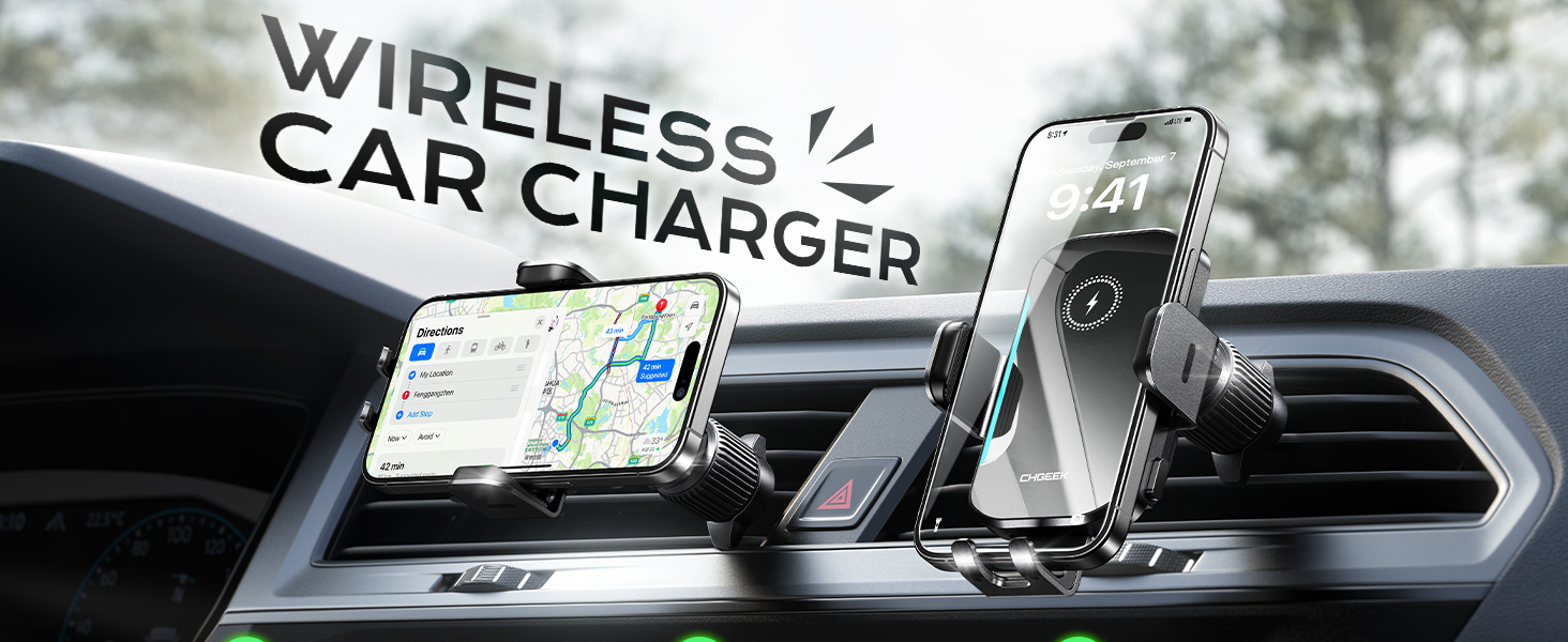 Wireless car charger 2 mounting ways