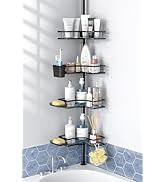 Aitatty Corner Shower Caddy Tension Pole: 4tier adjustable Rustproof Bathroom Organizer Shelves -...