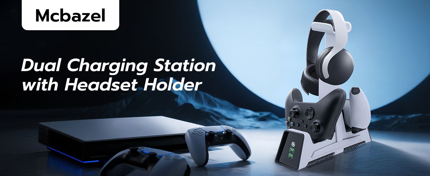 Dual Charging Station with Headset Holder