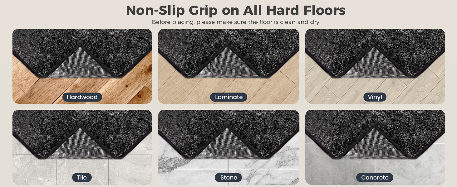 Non-Slip Grip on All Hard Floors