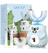 QDCYP Kids U Shaped Electric Toothbrush,6 Cleaning Modes,4 Brush Heads,IPX7 Waterproof,Automatic ...