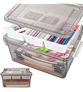 TERGOO 17QT Multipurpose Plastic Storage Organizer Box with Removable Tray, Stackable Craft Organ...