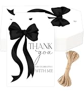 G2PLUS Black Bow Thank You Tags, Bowknot Gift Tags for Baby Shower, 50Pcs White Paper Thank You f...