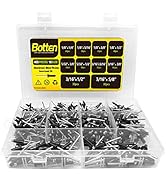 BOTTEN 400pcs 10 Sizes Aluminum Pop Rivets,Flange Aluminum Blind Rivets Assortment Kit Pop Rivet(...