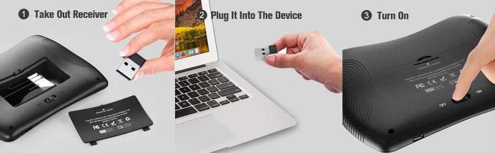 D8 Backlit Mini Wireless Keyboard with Large Touchpad Mouse