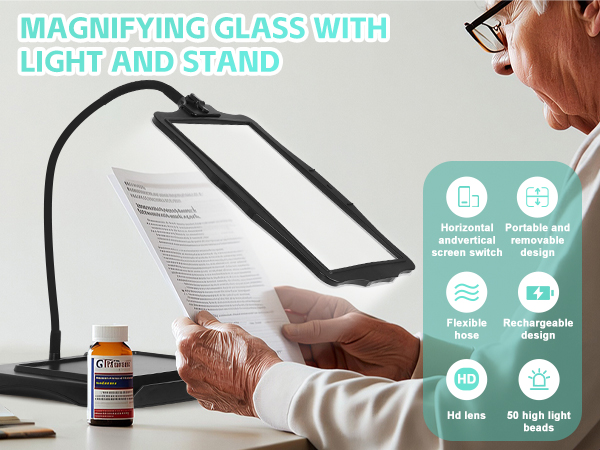 Magnifying Glass with Light and Stand