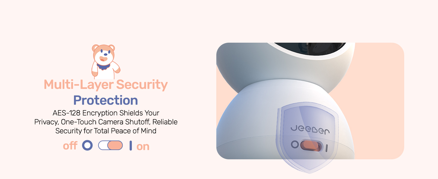 Text reads 'Multi-Layer Security Protection'. White curved electronic device shown against pink gradient background.