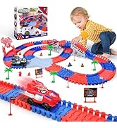 Spider Hero Race Track Toy for Boys 4-6, 212PCS Flexible Car Track with 2 Spider Cars, STEM DIY T...