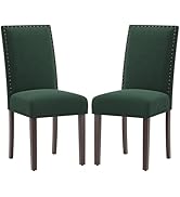 COLAMY Green Velvet Dining Chairs Set of 2 – Upholstered Kitchen &amp; Dining Room Chairs with Nailhe...