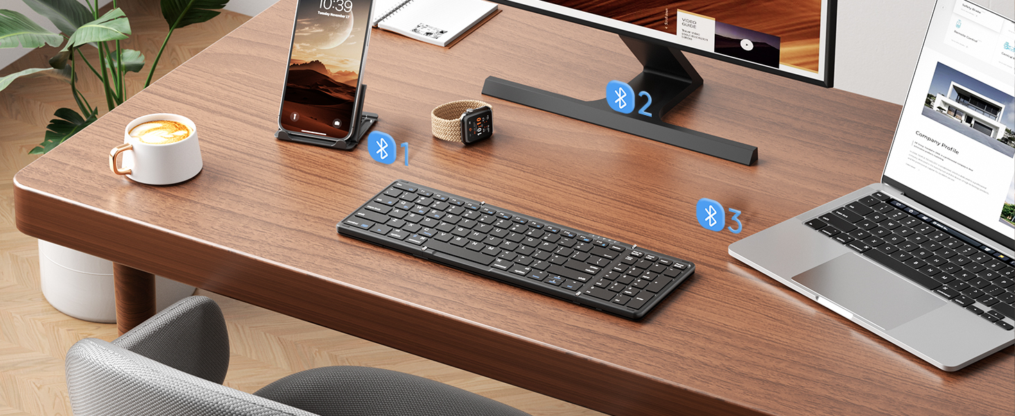 Multi-device folding keyboard