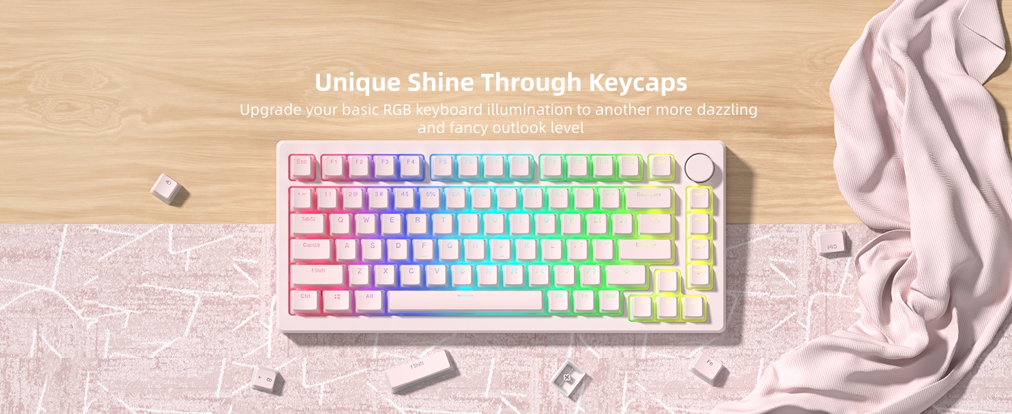 Womier Pudding Keycaps, Black PBT Keycaps 60 65 75 100 Percent 130 Keys, Shine Through Key Cap