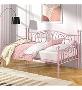 VECELO Twin Daybed Frame, Metal Day Bed with Headboard and Heavy Duty Steel Slats, Multifunctiona...