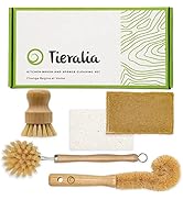 Tieralia 5-Piece Bamboo Dish Brush Set with Sponge