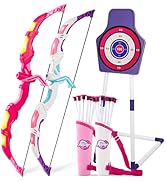 Bow and Arrow Set Girl Toys: 2 Pack LED Light Up Archery Set with 20 Suction Cup Arrows, Birthday...