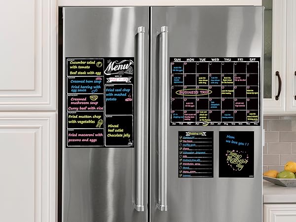 Magnetic Chalkboard Monthly Calendar - Weekly Meal Planning Blackboard Combo Set